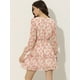 thumbnail image 4 of Vestido floral con cuello en V y manga larga con lazo en la cintura y dobladillo con volantes en capas Rosa Rosada S, 4 of 5