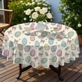 thumbnail image 4 of Easter and Pink Bows Cream Pattern Round Tablecloth 60", Wrinkle-Resistant Wipeable Cover for Kitchen, Dining, Picnic & Patio, 4 of 6
