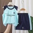 thumbnail image 2 of Karoyedx Toddler Outfits for Boys Toddler Boy Athletic Clothes for Boys Summer Outfits Sleeveless Mesh Tank Top and Shorts Set Blue Size,5-6 Years, 2 of 3