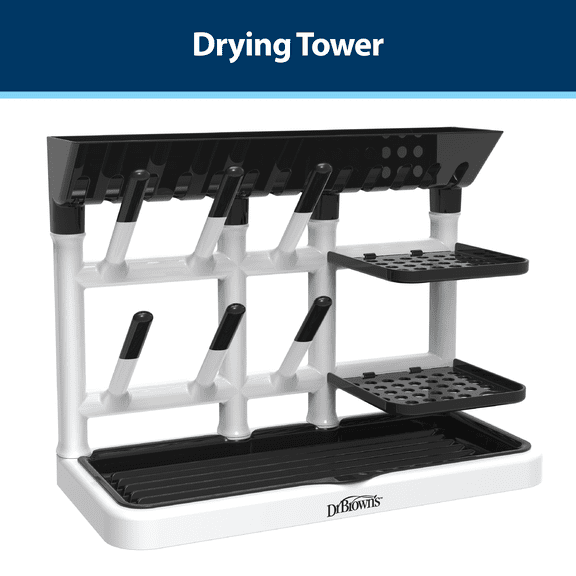 Dr. Brown's Drying Tower, Space Saving Vertical Rack for Drying, Storing, and Organizing Baby Bottles and Feeding Essentials, BPA Free