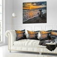 thumbnail image 2 of Designart Log on Beach During Sunset - Seashore Throw Pillow - 18x18, 2 of 4