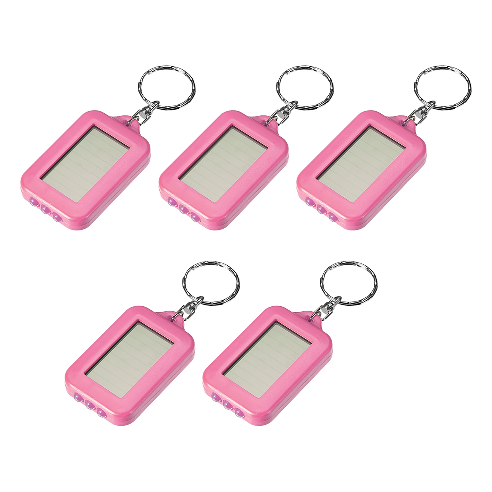 Mini LED Keychain Flashlight Torch Solar Energy Power Pink 5Pcs for