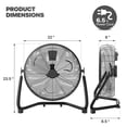 thumbnail image 2 of mollie Ventilador de piso de alta velocidad de 22 pulgadas 3572 CFM con 3 velocidades de metal resistente con inclinación ajustable, circulador de aire silencioso portátil para el hogar, dormitorio, g, 2 of 5
