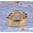 thumbnail image 4 of Men's Halo Diamond Engagement Wedding Ring, Two Tone Ring, Flexible Shank Ring, Men's Solitaire Diamond Ring, 14K Yellow Gold Plated, 2.3 Ct Simulated Diamond, Gift For Boyfriend, 4 of 4