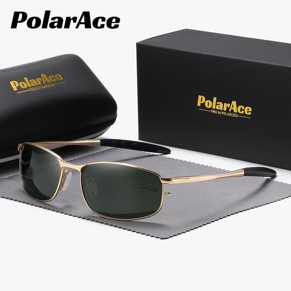 PolarAce Men's Polarized Metal Frame Fashion Glasses - Lightweight Durable Design for Driving, & Casual Use with Sleek Case, & Glare Reduction, Eyewear, Lightweight Frame