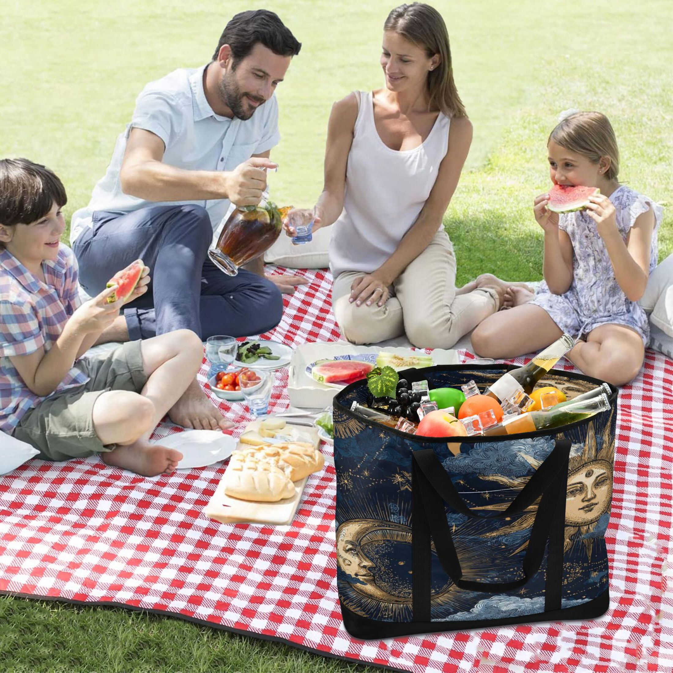 Large Hand-held Ice Pack Picnic Bag Insulation and Refrigeration Suitable for Shopping Picnics and Camping Golden Sun