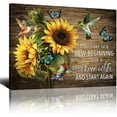 thumbnail image 2 of Rustic Farm Sunflower Wall Art Butterfly Hummingbird Canvas Print Paintings Framed Inspirational Quotes Pictures Modern Home Decor For Living Room Kitchen Bathroom Ready To Hang,12x16 Inch, 2 of 6