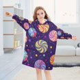 thumbnail image 5 of FORMRS Wearable Blanket Hoodie with Sleeves for Kids Cozy Flannel Sweatshirt, Candy Cosmic Swirls, 5 of 7