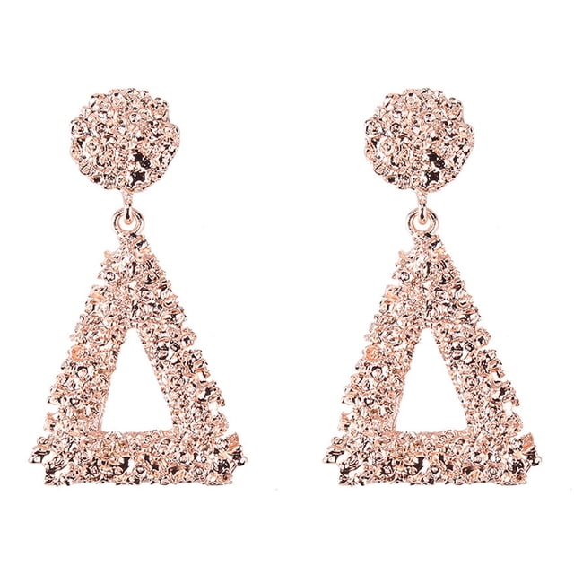 LYMAYTER Boucles d'Oreilles Triangle pour Femme 1 Paire - Forme Triangle, Surface Rugueuse, Allergie - Gratuit