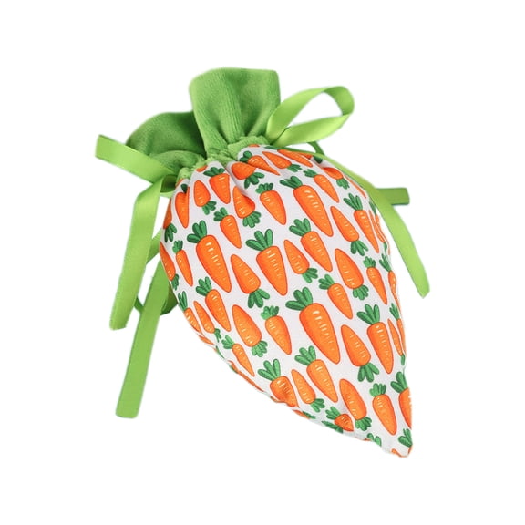 TanSiDing Easter Carrot Gift Bags Easter Fabric Drawstring Bag Carrot Candy Goody Treat Bags for Spring Basket Stuffers Egg Hunt Outdoor Party Favor Supplies