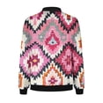 thumbnail image 5 of JURANMO Today Deals Women's Bomber Jacket with Pockets Lightweight Varsity Zip Up Coat Casual Long Sleeve Flight Jackets Vintage Ethnic Print Coats Pink M, 5 of 6