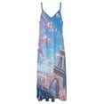 thumbnail image 4 of Blossoming Paris Eiffel Tower Design Sleeveless Dress Woman Fashion Long Dresses Women's Summer Suit Dress 2025, 4 of 7