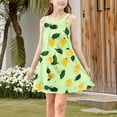 thumbnail image 2 of Moocorvic Summer Print Girls Dresses Sleeveless Casual Beach Sundress Halter Dress 9-10 Years,Green, 2 of 9