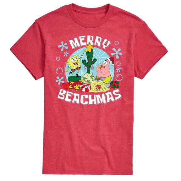 SpongeBob SquarePants - Merry Beachmas Patrick and Spongebob - Men's Short Sleeve Graphic T-Shirt