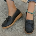 thumbnail image 7 of Women's Comfort Walking Boat Shoes Leather Loafers Casual Slip-On Clearance Teen Girls Shoes Slip-On Comfort Fashion Comfortable For Walking Flat Shoes Black 9, 7 of 7