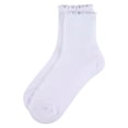 thumbnail image 4 of MeMoi 6 Pair Women's Ribbed Cotton-Rich Picot-Trimmed Quarter Socks - Womens - Female, 9-11, Pink Heather Multi, 4 of 11