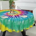 thumbnail image 3 of Tye Dye Rainbow Colors (3) Tablecloth Round 60 Inch Waterproof Wipeable for Dining Room Party Banquet Kitchen Dining Indoor Outdoor Farmhouse Decor, 3 of 5