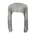 thumbnail image 5 of DHFJKG Womens Crochet Crop Top Swimsuit Cover Up Boat Neck Solid Color Sexy Hollow Out Knit Long Sleeve Cover Ups Soft Beachwear, 5 of 5