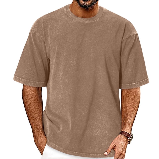 Camiseta ADOREJOY 2XL oversize vintage lavada color caqui