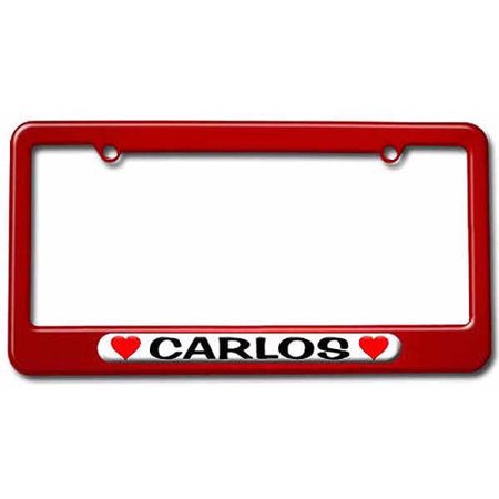 Carlos Love with Hearts License Plate Tag Frame, Multiple Colors