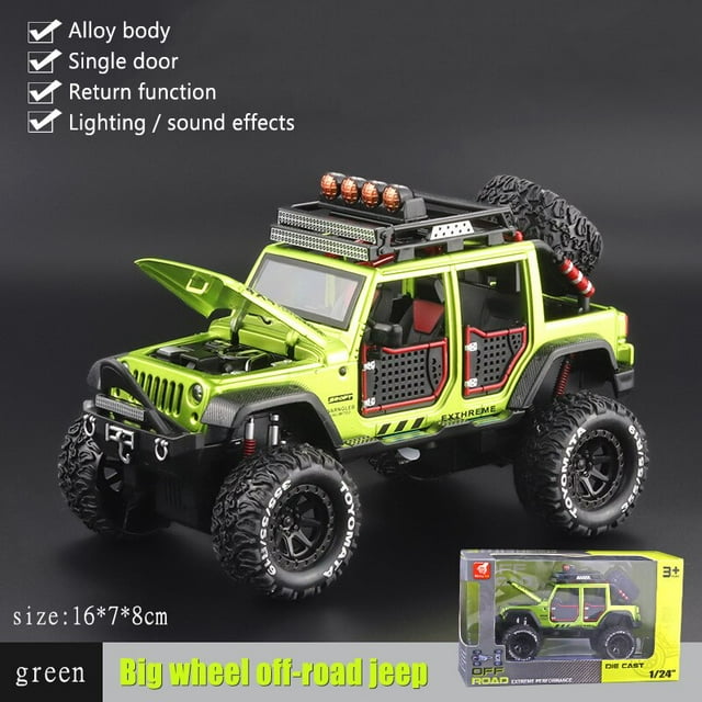 1:24 Alloy Big Wheel Off-road Vehicle Model Back Shock With Sound And Light Door Openable Children's Toy Car