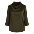 thumbnail image 6 of Endives Womens Satin Blouses Fashion 3/4 Sleeve Shirts Casual Cowl Neck Tee Shirt Elegant Work Tops Dressy Business Shirt Bronze, 6 of 6