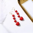 thumbnail image 4 of Cute Red Love Heart Pendant Earrings Sweet Temperament Dangle Earrings Long Earrings Statement Jewelry, 4 of 8