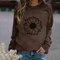 thumbnail image 2 of HKEJIAOI Chandail Graphique Tournesol Femme Manches Longues T-Shirt Décontracté Col Rond chandail Ample, B-Brun 2TG, 2 of 4