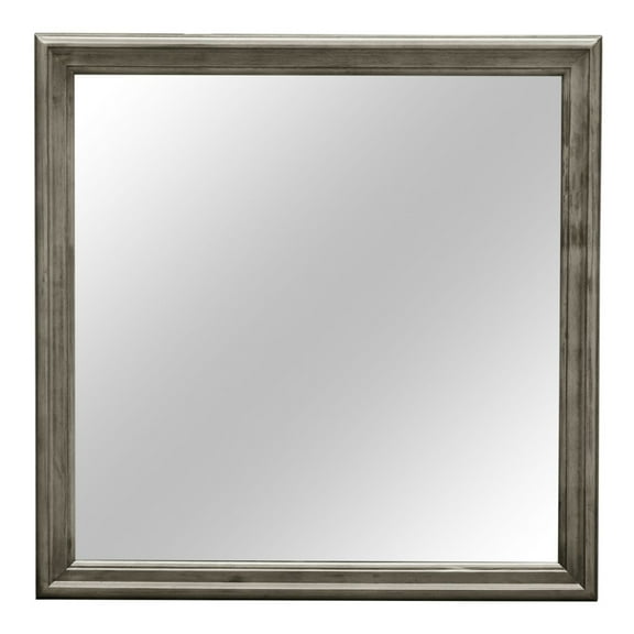 38 in. x 38 in. Classic Square Wood Framed Dresser Mirror - Gray