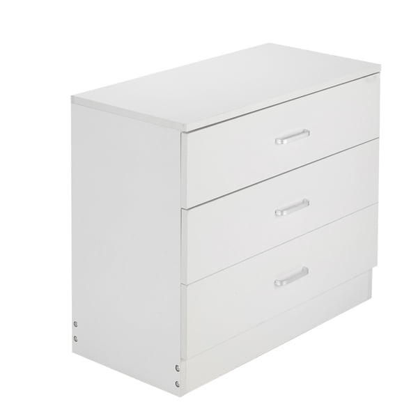 Alvantor White 3-Drawer Dresser with Durable P2-Grade Particle Board, Compact Design 26 x 13 x 22 Inches