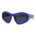 thumbnail image 2 of Womens Oversized Trendy Sport Thick Bevel Frame Wrap Plastic Sunglasses Navy - Black, 2 of 4