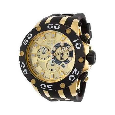 invicta men's 0917 subaqua reserve chronograph gold dial black polyurethane watch