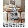 thumbnail image 6 of Hokiten Table Runners 120 Inches Long Dress Scarves, Vintage Navy Blue Botanical Farmhouse Coffee/Dining/Kitchen Table Runner for Living Room, Tropical Leaves Modernism 13x120 Inch, 6 of 7