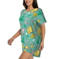 thumbnail image 2 of "Wukai Happy Summer Women's Pajama Set - Short-Sleeve Top and Shorts with Elastic Waistband and Pockets for Loungewear, Yoga, and Casual Wear-Small, 2 of 8