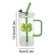 thumbnail image 3 of Vaso cuadrado de vidrio transparente con asa de nudo y pajilla | Diseño moderno y elegante | Resistente a altas temperaturas | 400 ml | Fácil de limpiar | Para café, leche, bebidas calientes o frías, 3 of 6