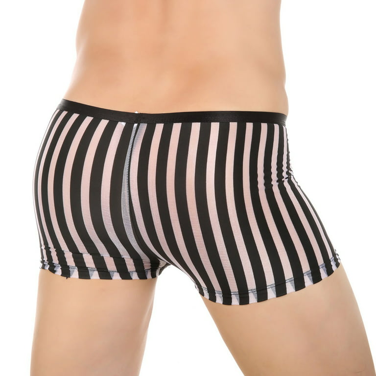 Gray Mens Underwear Men'S Boxers Interband Breathable Briefs Striped Clear  Mesh Polyester