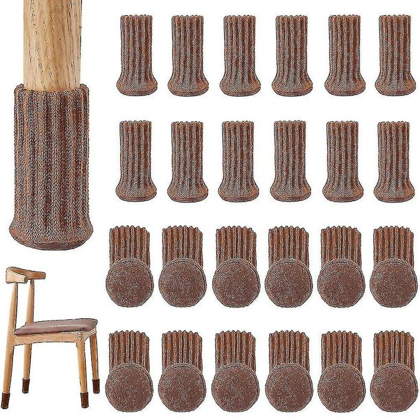 24 Uds. Calcetines para sillas, calcetines para muebles, fundas de calcetines elásticas antideslizantes para patas de sillas, almohadillas tejidas para muebles para circunferencia