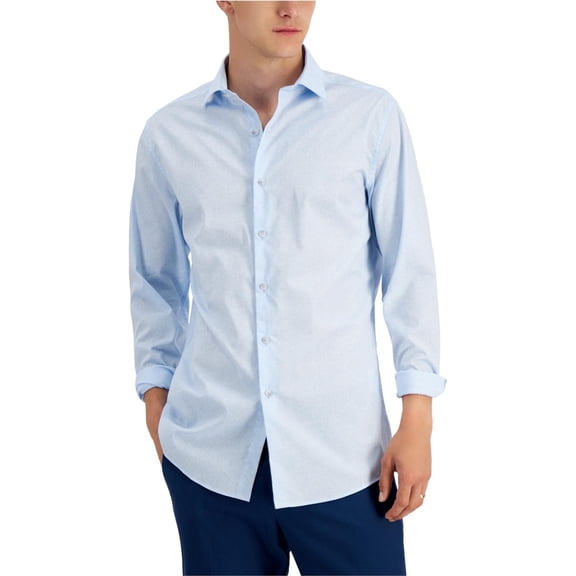 bar III Mens Coral Print Button Up Shirt, Blue, Large