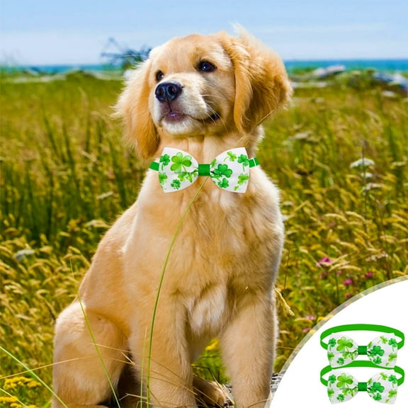 weibbin St. Patrick's Day Bow Tie Green for Cats and Dogs, Decorative Holiday Small Medium Pet Accessories Collar