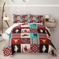 thumbnail image 2 of Manfei Bohemian Hippie Aztec Quilt King 3 Pieces,Western Cowboy King Coverlet Set,Red Turquoise,1 Bedspread and 2 Pillowcases, 2 of 7