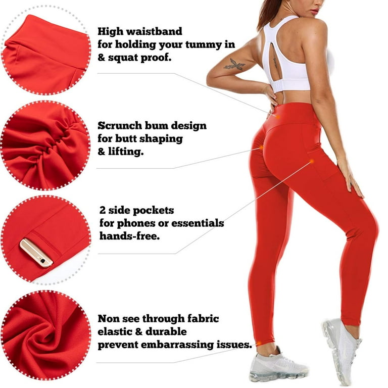 Ruched Booty Leggings for Women with Pockets Scrunch Butt Lifting