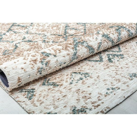 Rugs America GA15B Positive Pursuit Abstract/Geometric Vintage White Area Rug, 5’0”x7’0” Ideal for Living Room, Bedroom, Dining Room and More