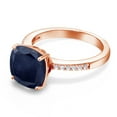 thumbnail image 3 of Gem Stone King 4.72 Ct Cushion Blue Sapphire 18K Rose Gold Plated Silver Ring, 3 of 5