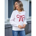thumbnail image 6 of Women Cute Sweater Y2k Long Sleeve Crew Neck Knit Sweaters Aesthetic Pullover Top White M, 6 of 9
