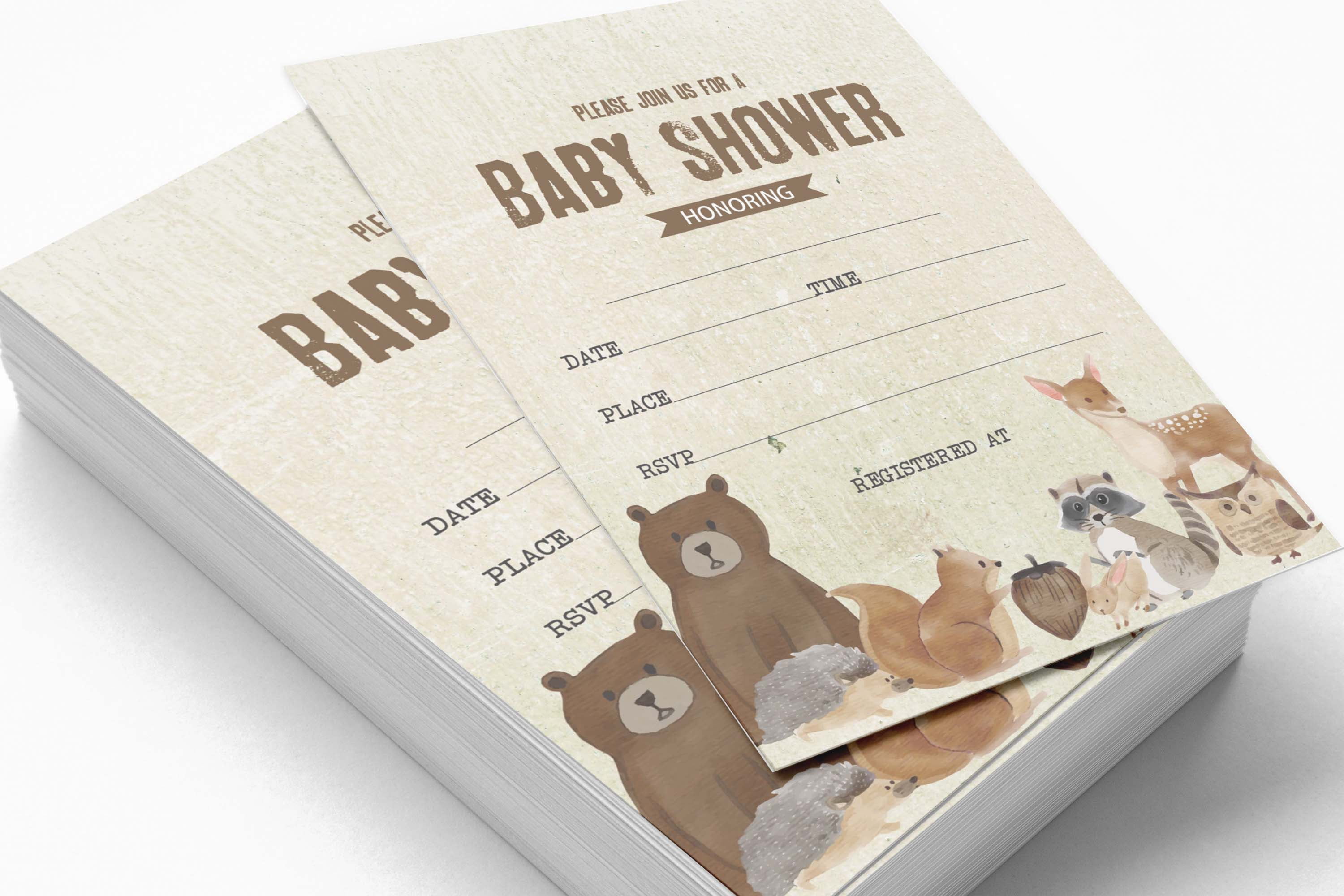 Inkdotpot 30 Fill In StyleBaby Shower Invitation Cards Jungle Animals Gender Neutral Blank Invites