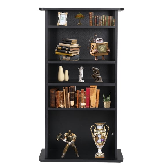 36" H 5 Tier DVD cd Storage DVD Shelf Adjustable Bookshelf Bookcase Media Storage Organizer Cabinet for CDs, Books, Video Games, Arts