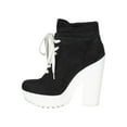 thumbnail image 4 of Qupid CB98 Women Suede Perforated Lace Up Lug Sole Chunky Heel Platform Sneaker Bootie, 4 of 6