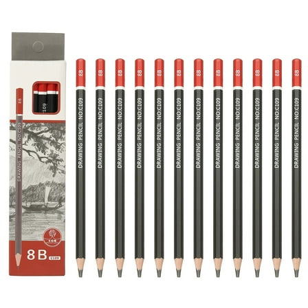 Uxcell 24Pcs 8B Drawing Pencils for Sketching, Hexagonal Pre-sharpened Sketch Pencils for Drawing Writing Art Sketching Artists Beginners, Red/Black