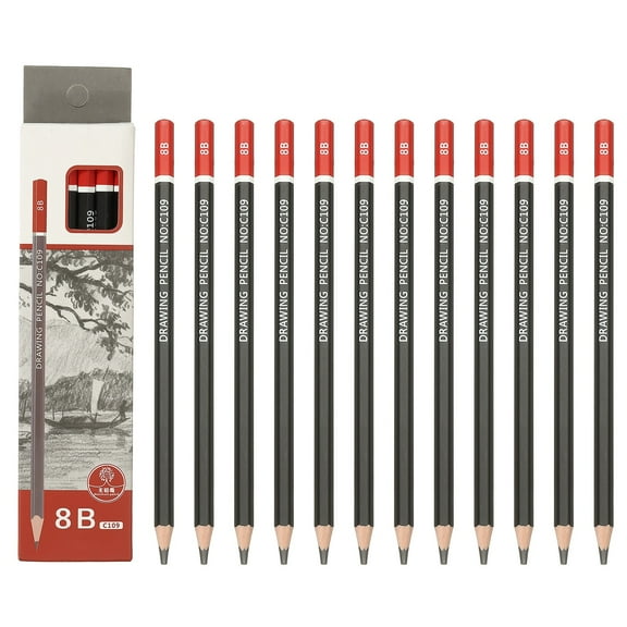 Uxcell 24Pcs 8B Drawing Pencils for Sketching, Hexagonal Pre-sharpened Sketch Pencils for Drawing Writing Art Sketching Artists Beginners, Red/Black