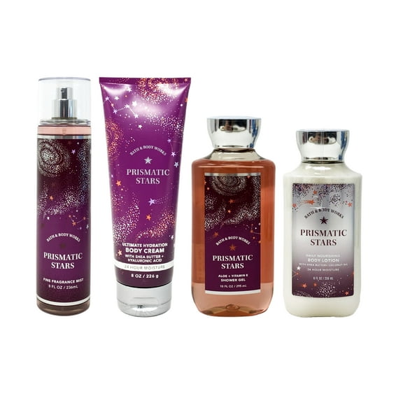 Bath & Body Works Prismatic Stars Gift Set - 4 Piece, Includes Fragrance Mist, Lotion, Cream, Shower Gel